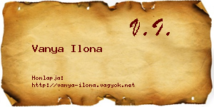 Vanya Ilona névjegykártya